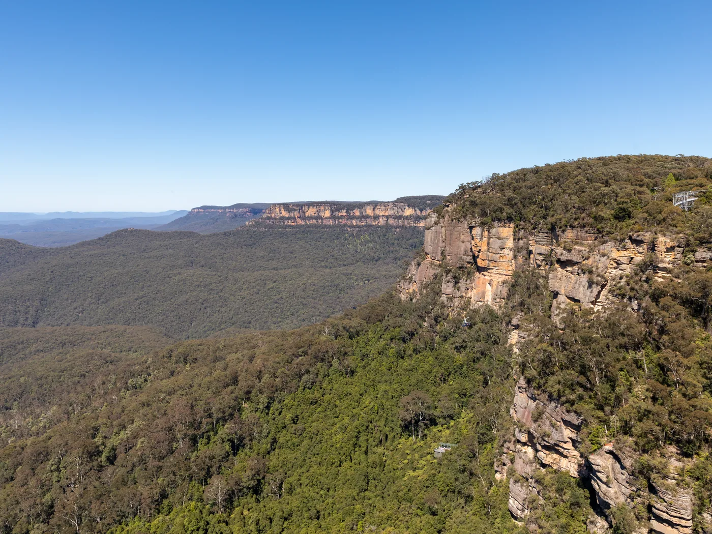 The blue-hazed Jamison Valley seen from a Blue Mountains lookout